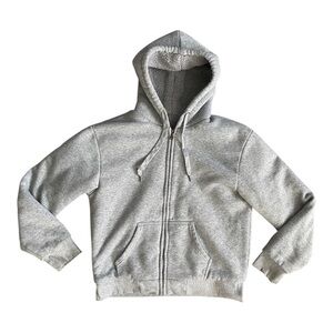 WUHOU Full Zip Hoodie Jacket Wool Light Grey